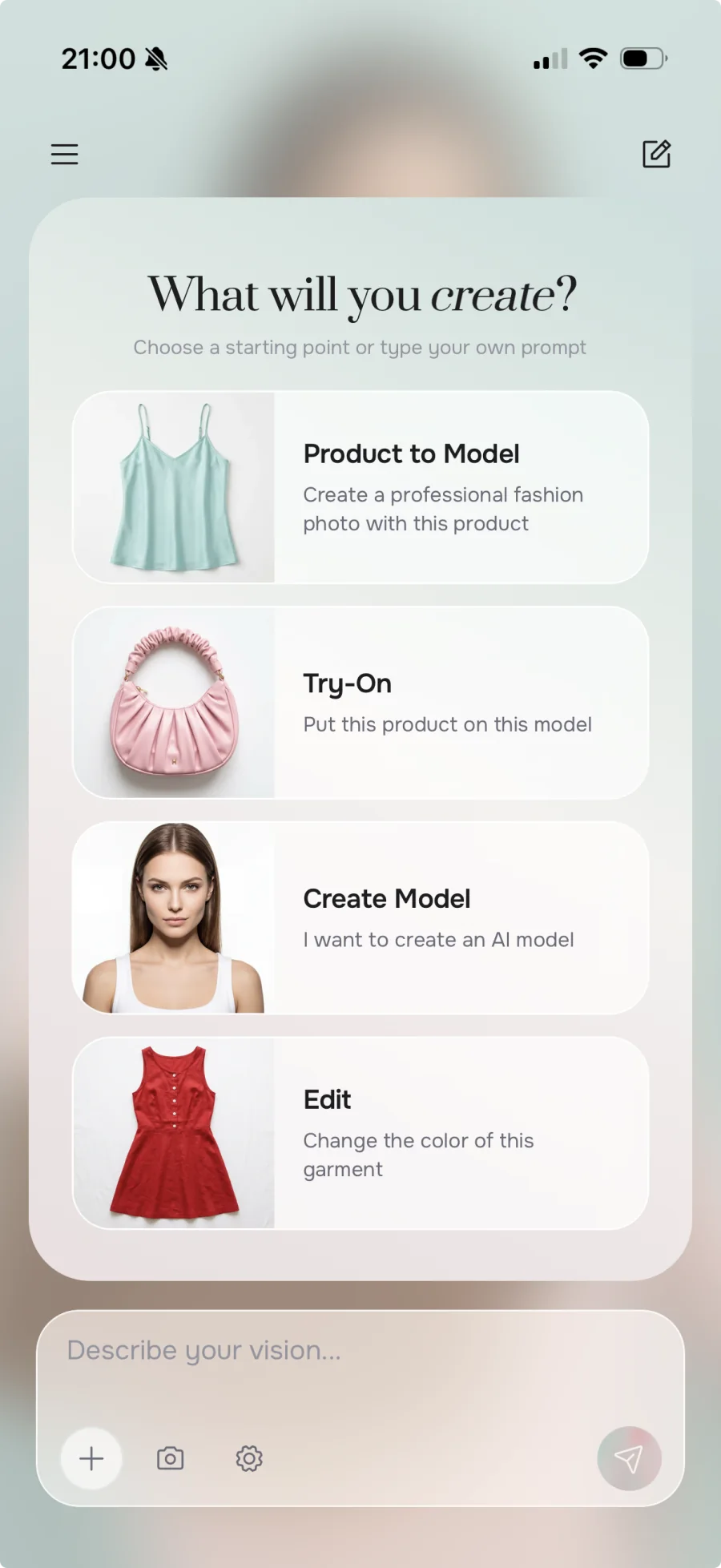 FASHN AI fashion app showing the Agent on a mobile phone