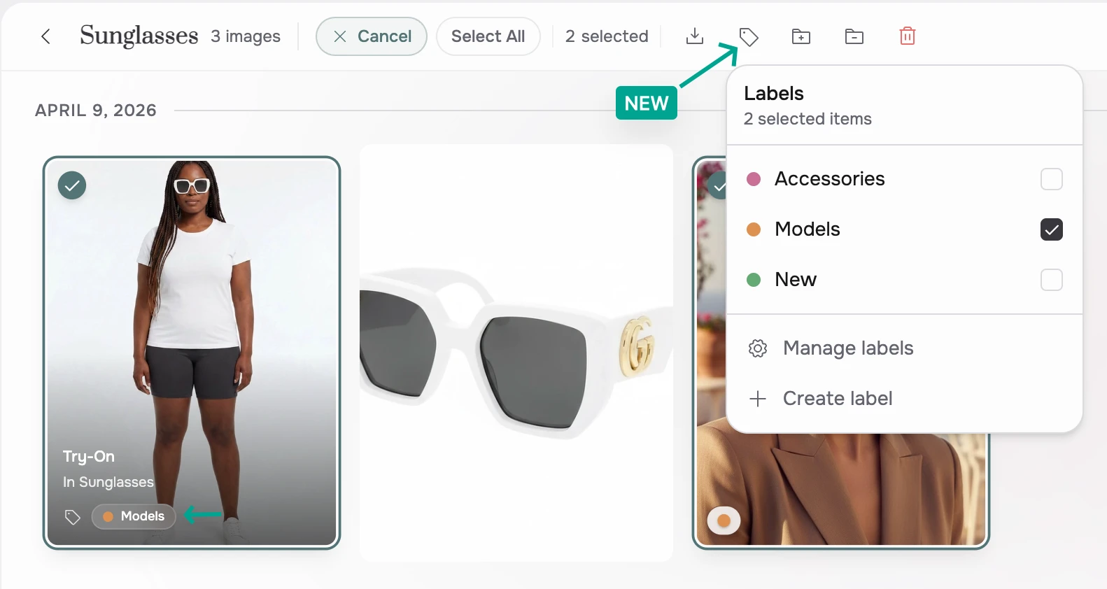 Label your generations to organize your Gallery and Collections