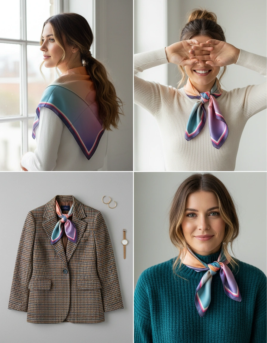 collage of handkerchief poses