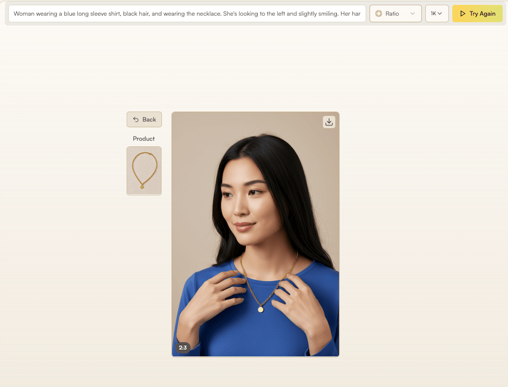 product to model necklace